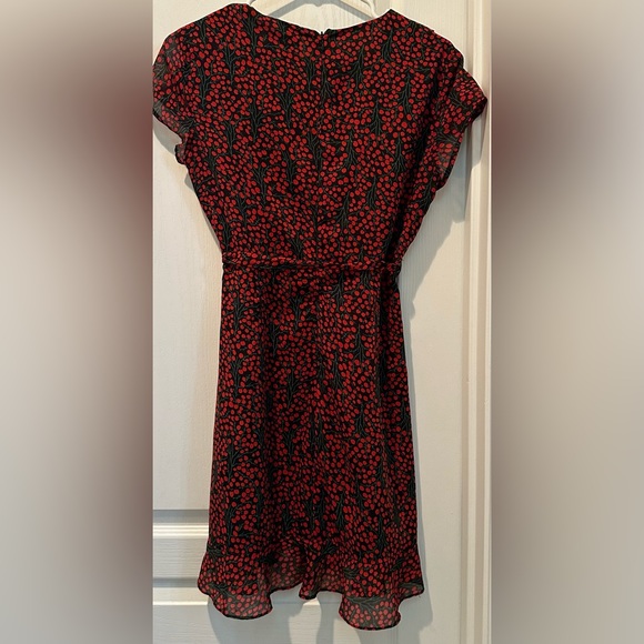 Bardot Short Sleeve Cherry Print Faux-Wrap Mini Dress - Picture 3 of 9